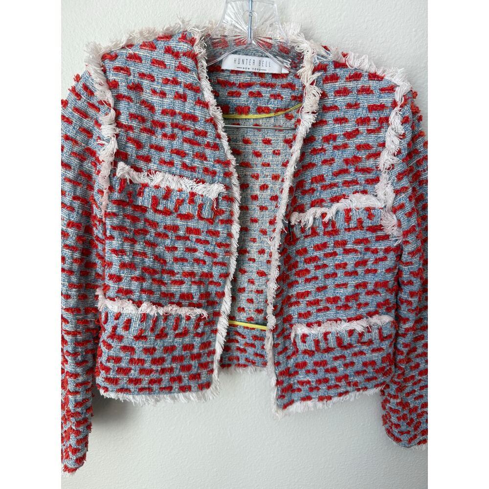 Hunter Bell Coco Tweed Fringe Jacket - Women's Size 0 - Picture 3 of 8